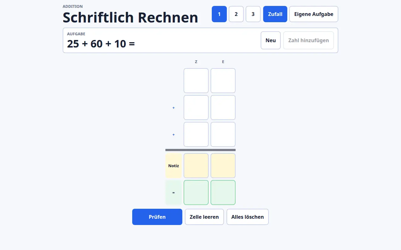 Einblick in Schriftlich Rechnen